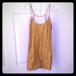 Gorgeous Gold Sequin Mini Dress NWT